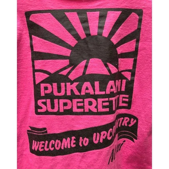 Altered Pukalani Superette Puk Sup Maui Hawaii Tee Shirt in Pink Womens Size S - Picture 3 of 3